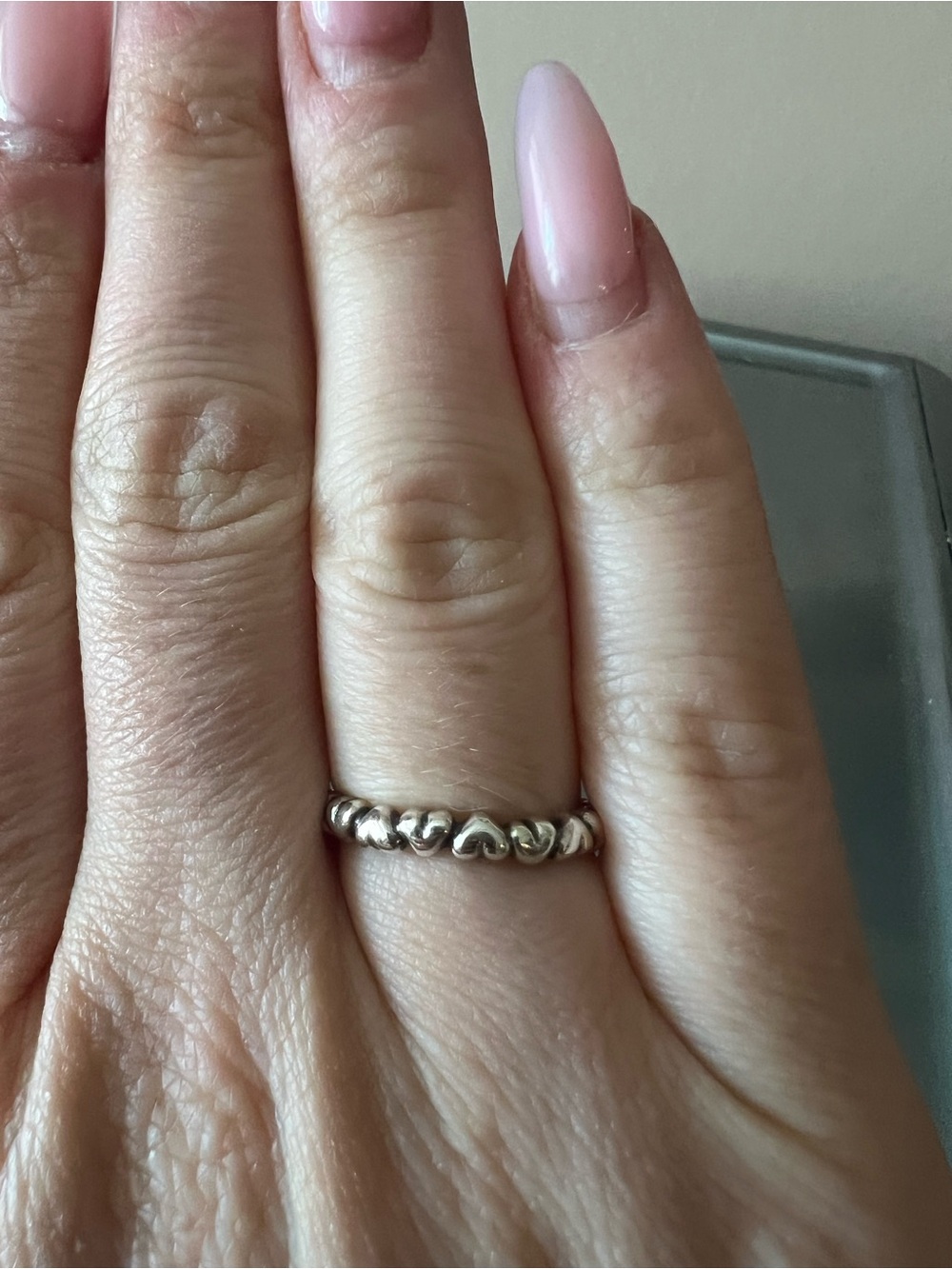 Pandora sterling silver puffy hearts ring size 50 Retired
